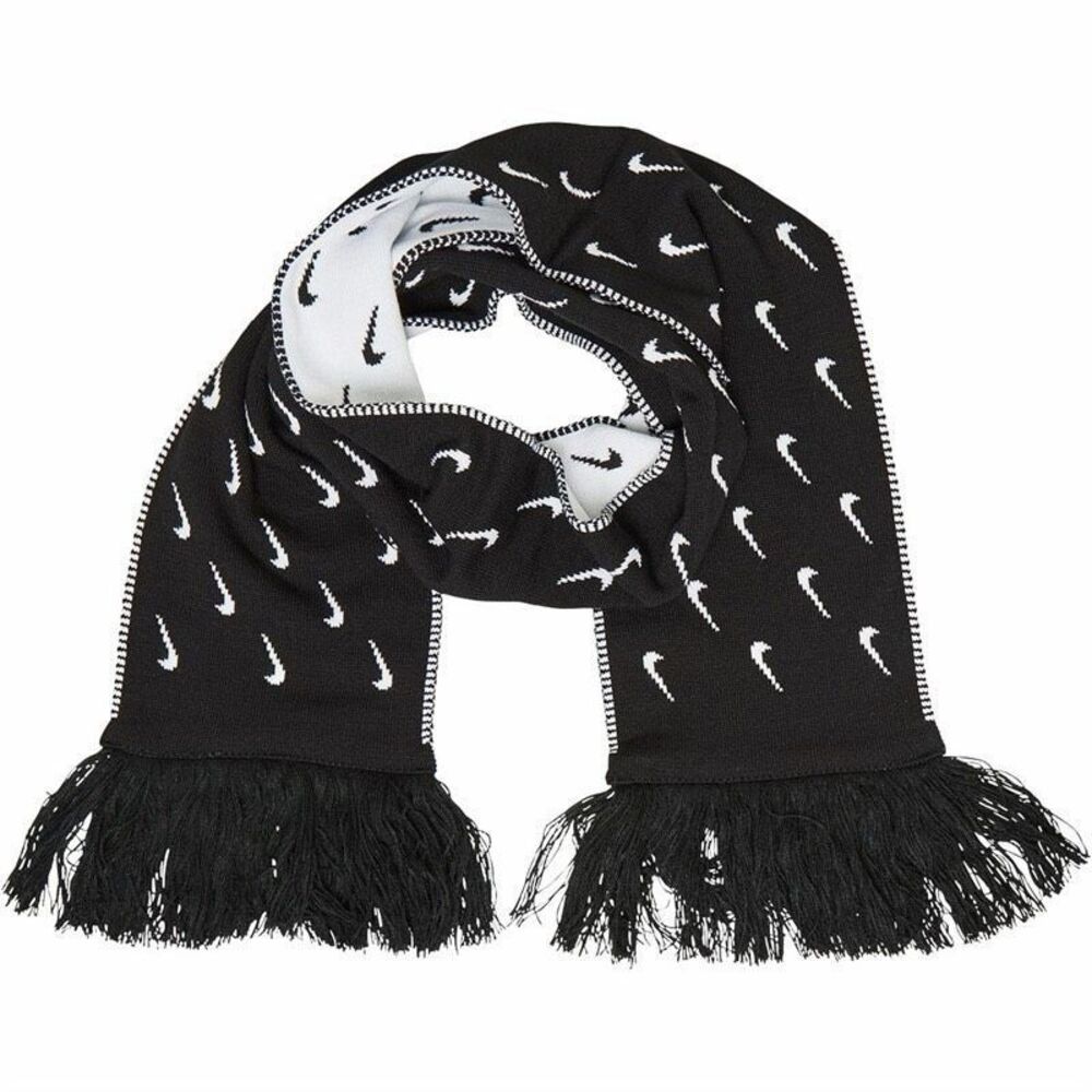NWT Nike Allover Swoosh Reversible Winter Scarf Black White Official Warm Unisex